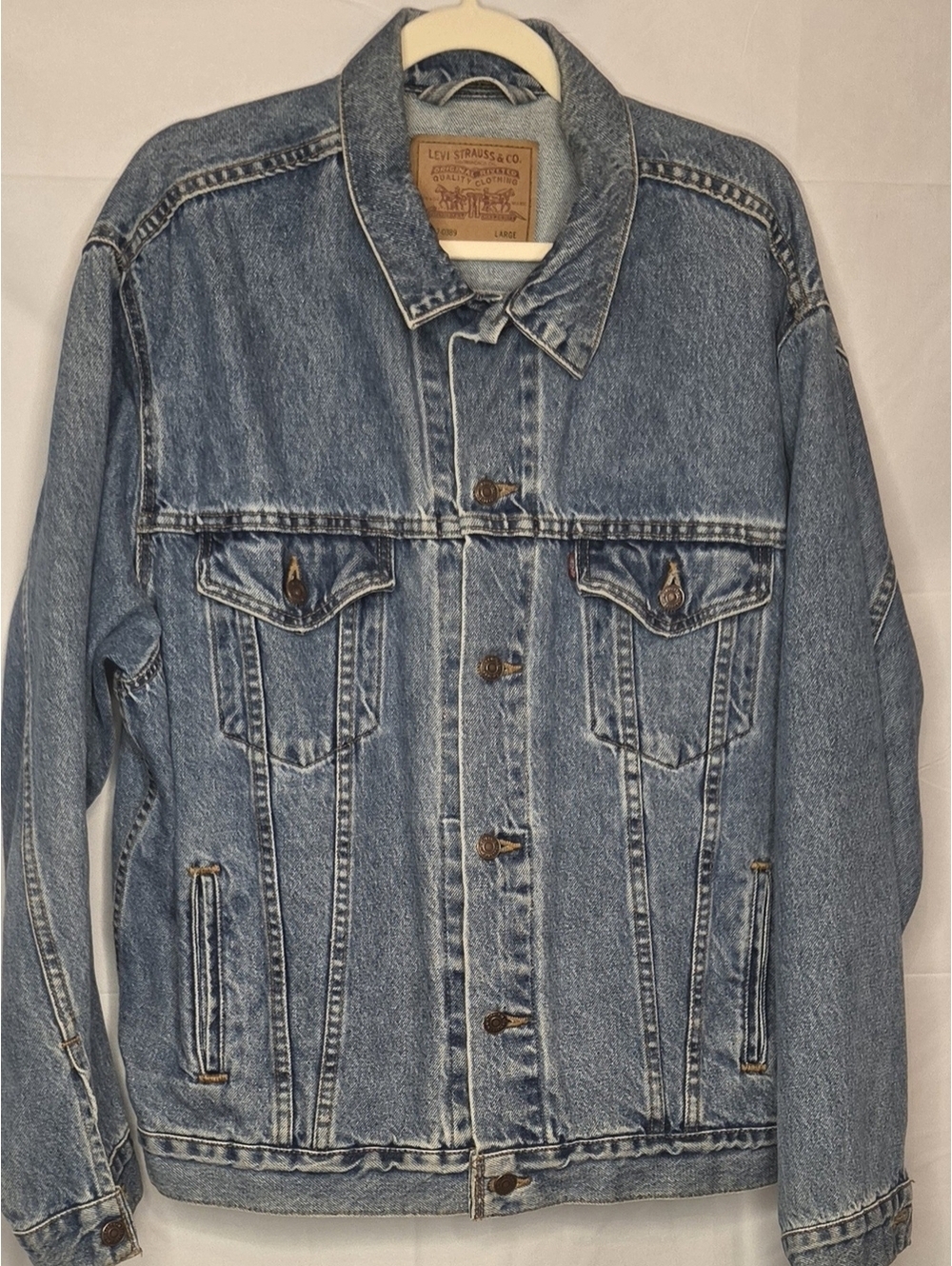 Vintage 90s Levis Made in USA Trucker Denim Jacket Large 70507-0389